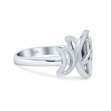 Iconic Half Moon And Star Goddess Triple Pentacle Design Pentagram Trending Oxidized Band